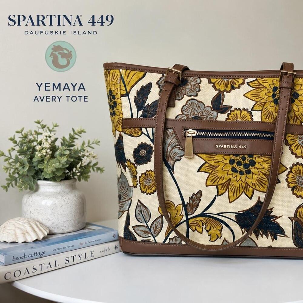 Spartina 449 Yemaya Avery Tote Natural linen and genuine leather tote